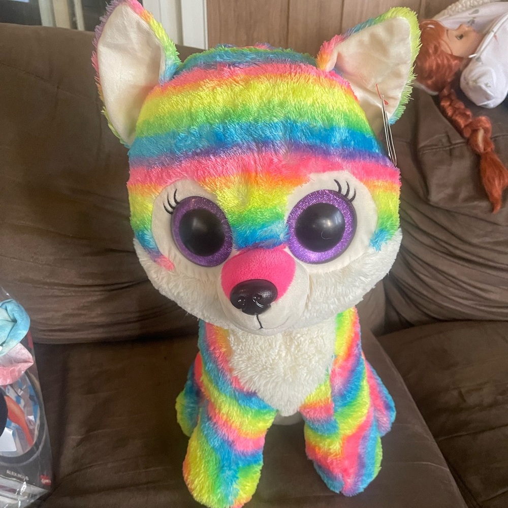 2018 Ty Beanie Boos 19” River The Wolf Plush Animal